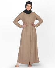 Gathered Waist Full Front Open Abaya