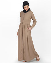 Gathered Waist Full Front Open Abaya