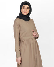 Gathered Waist Full Front Open Abaya
