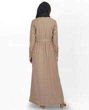 Gathered Waist Full Front Open Abaya