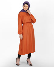 Rust Peter Pan Collar Midi Dress