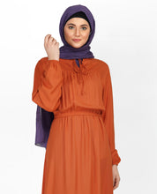 Rust Peter Pan Collar Midi Dress