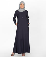 Graphite Grey Shirt Collar Flared Abaya