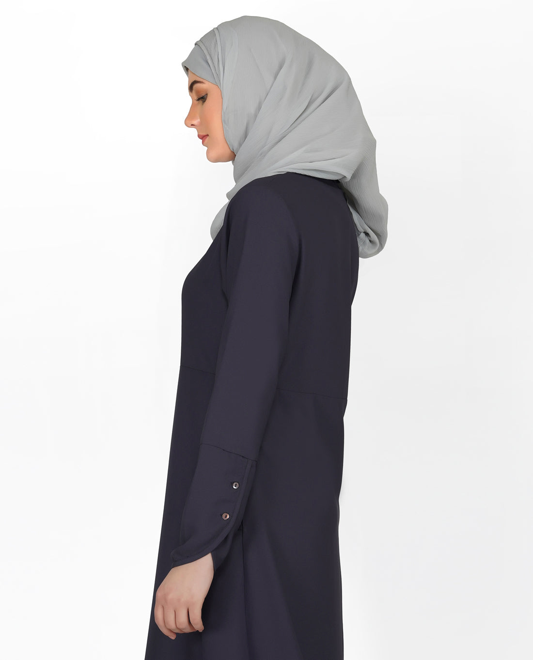 Graphite Grey Shirt Collar Flared Abaya