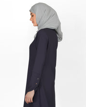 Graphite Grey Shirt Collar Flared Abaya
