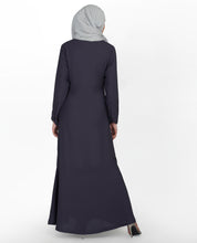 Graphite Grey Shirt Collar Flared Abaya