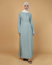 Threadplay Sage Blue Embroidered Abaya