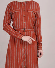 Striper Print Belted Rayon Top