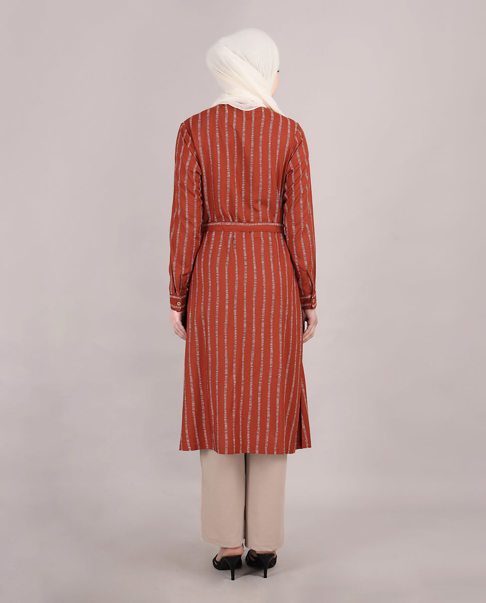 Striper Print Belted Rayon Top