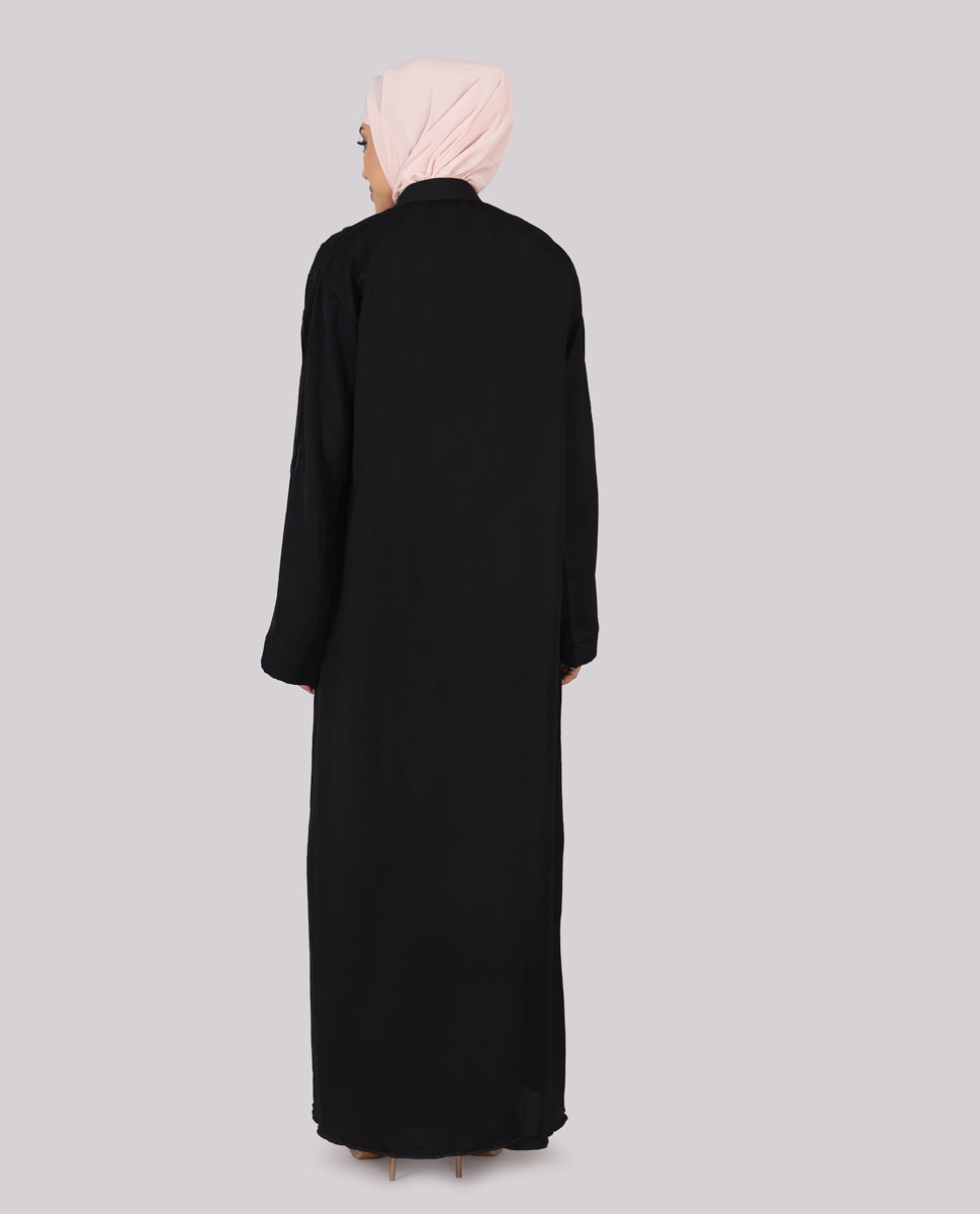 Midnight Grace Hand-Embellished Black Abaya