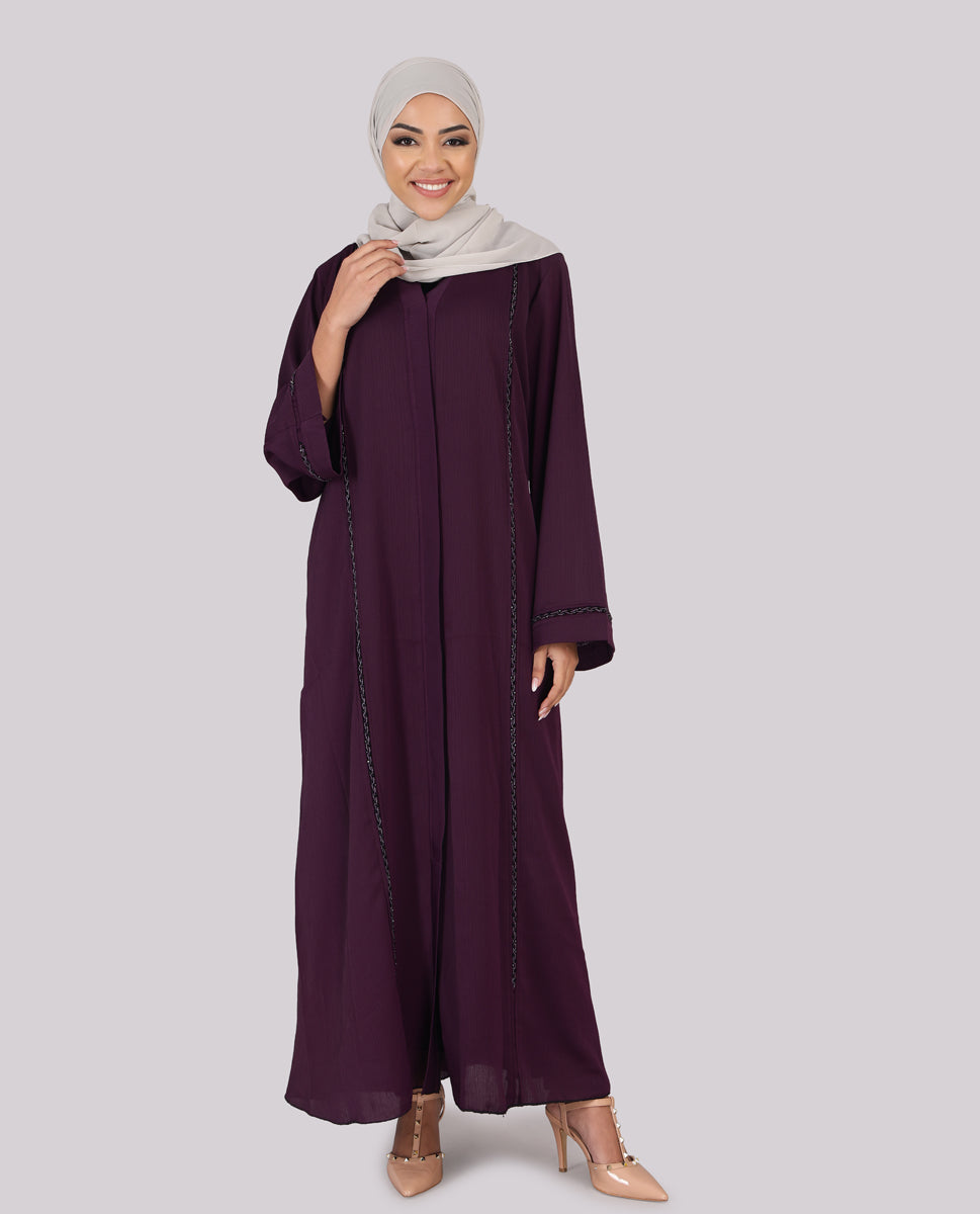 Exquisite Plum Embellished Abaya