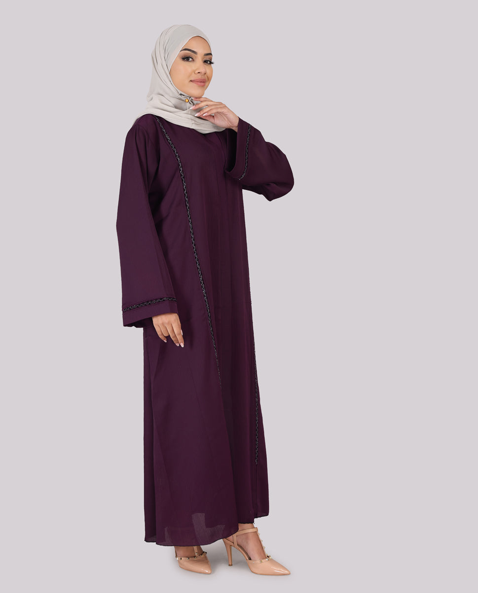 Exquisite Plum Embellished Abaya