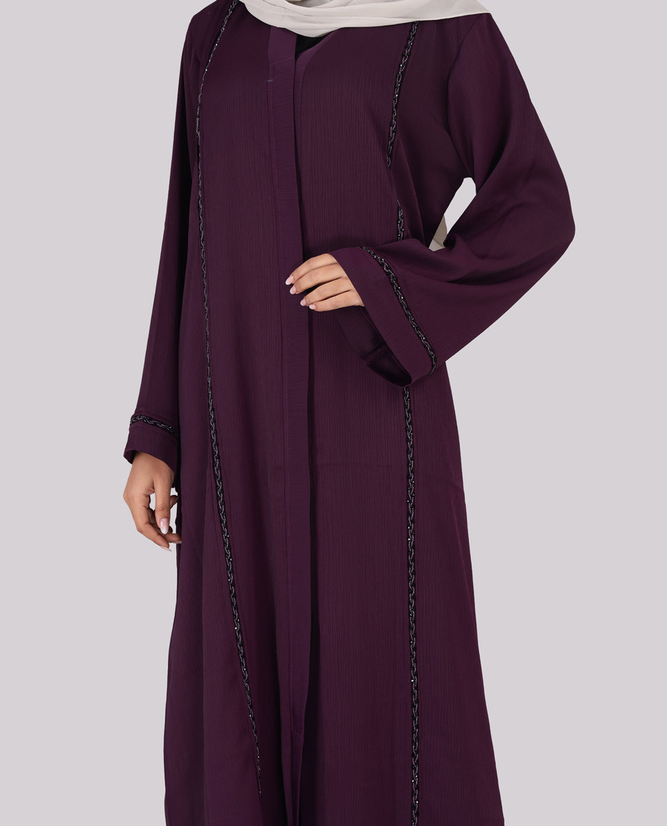 Exquisite Plum Embellished Abaya