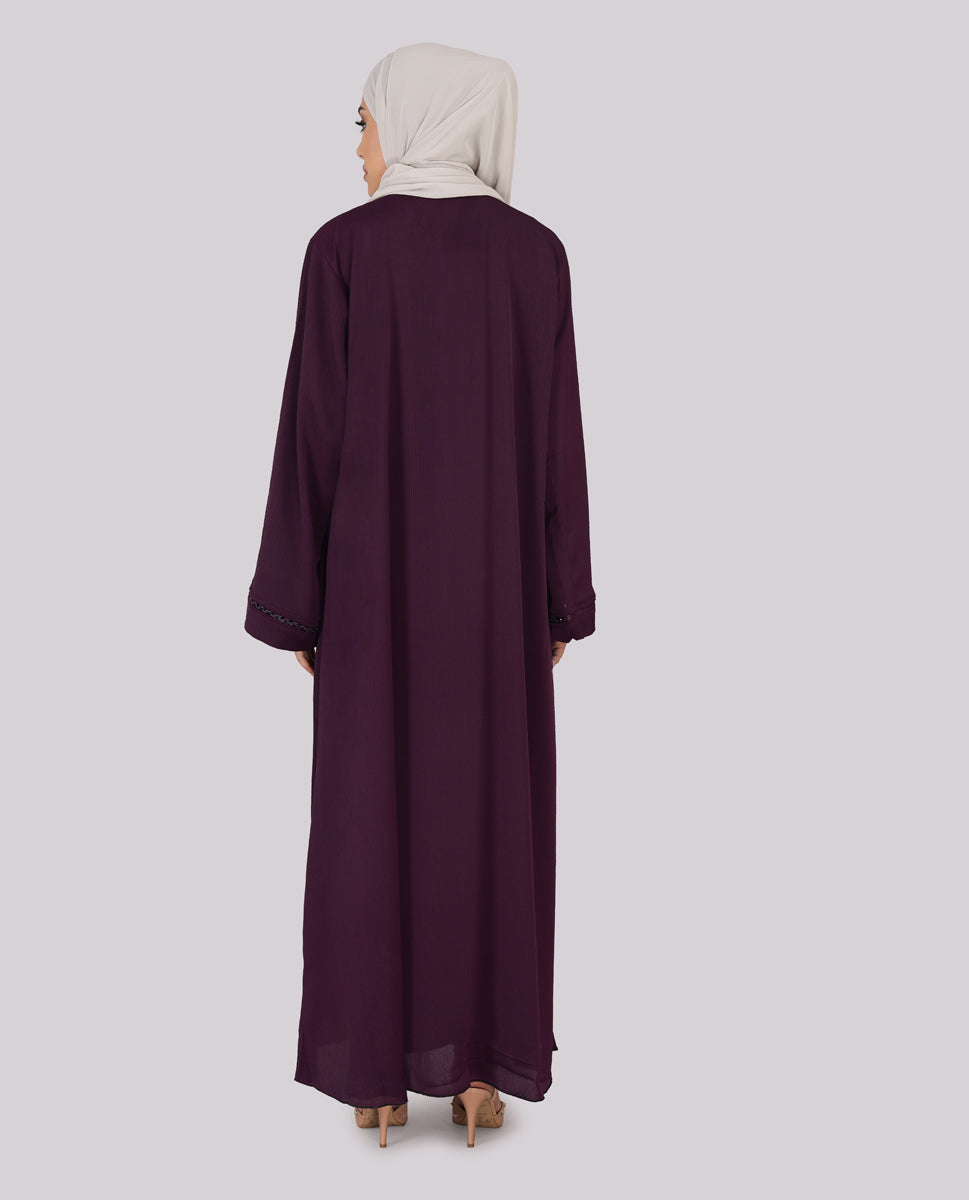 Exquisite Plum Embellished Abaya