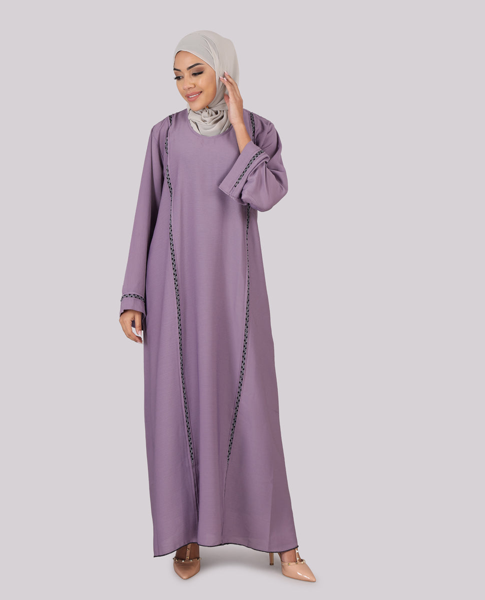 Lavender Grace Embellished Flared Sleeves Abaya