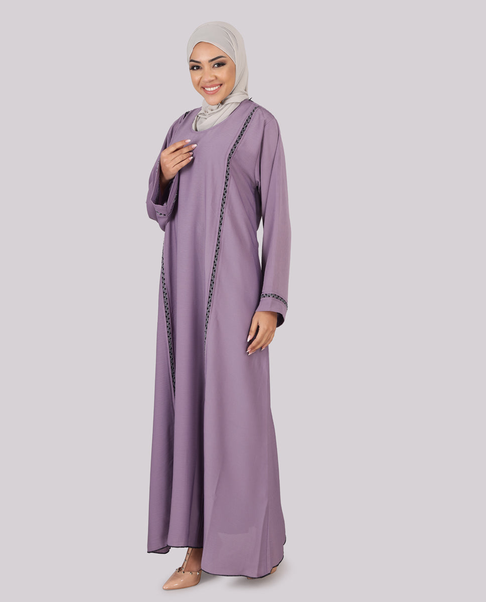 Lavender Grace Embellished Flared Sleeves Abaya