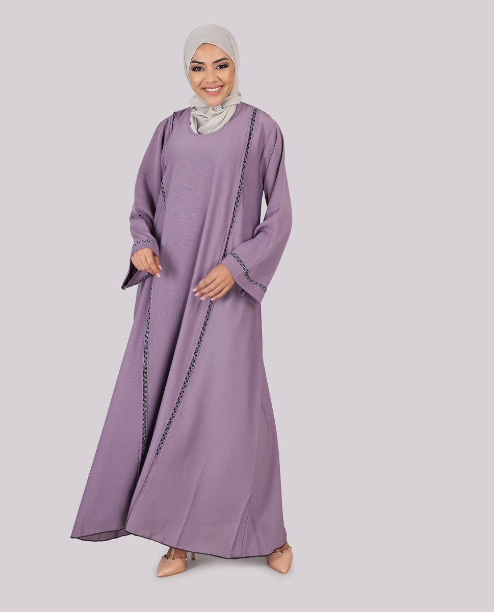 Lavender Grace Embellished Flared Sleeves Abaya