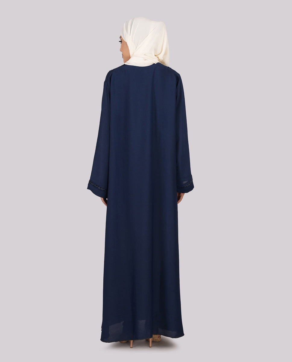 Royal Blue Embellished Flared Sleeves Abaya
