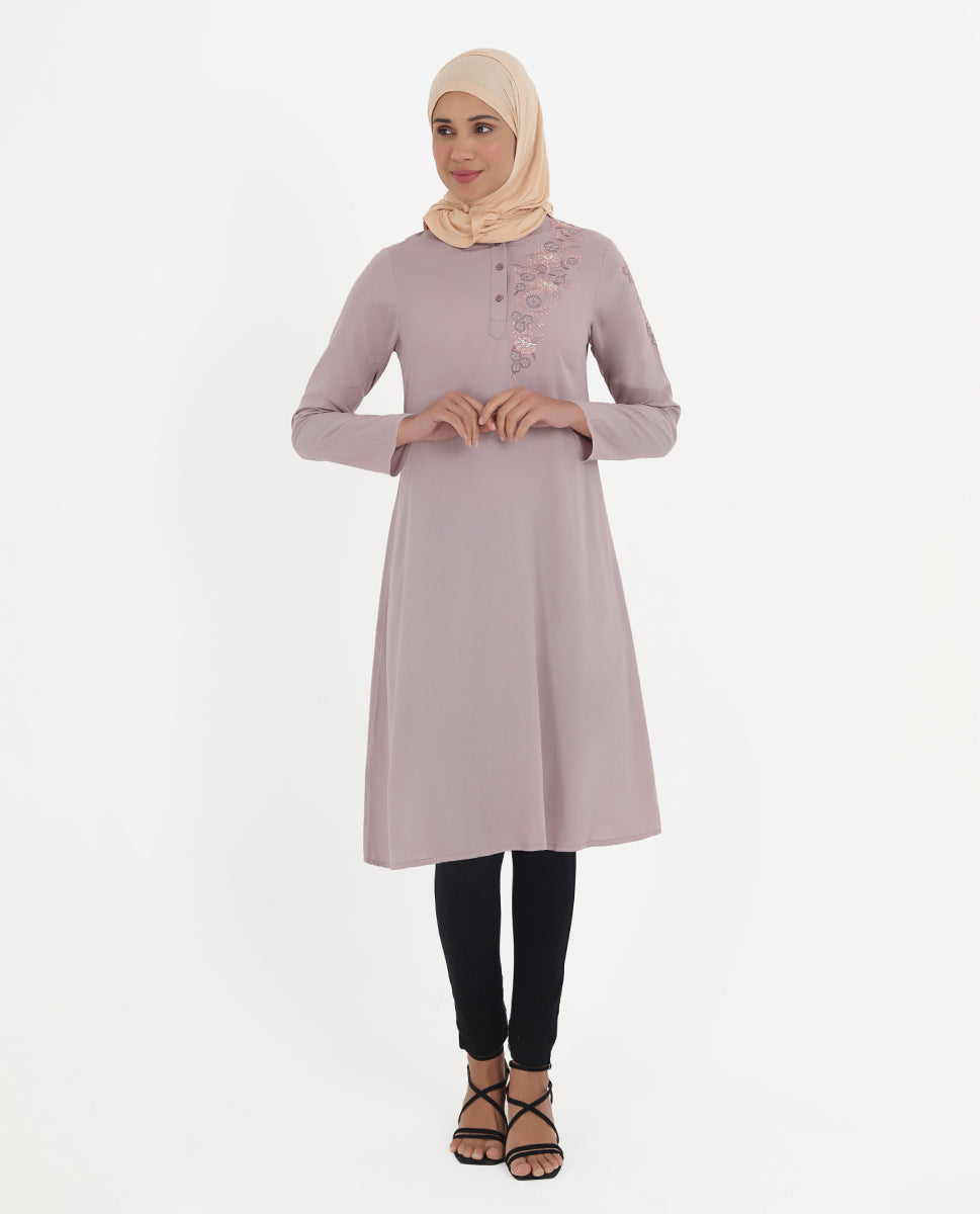 Lilac  Love Rayon Embroidered Top