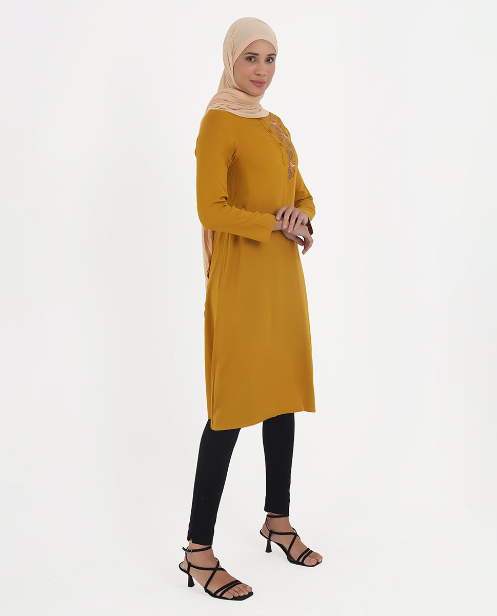 Golden Drop Rayon Embroidered Top