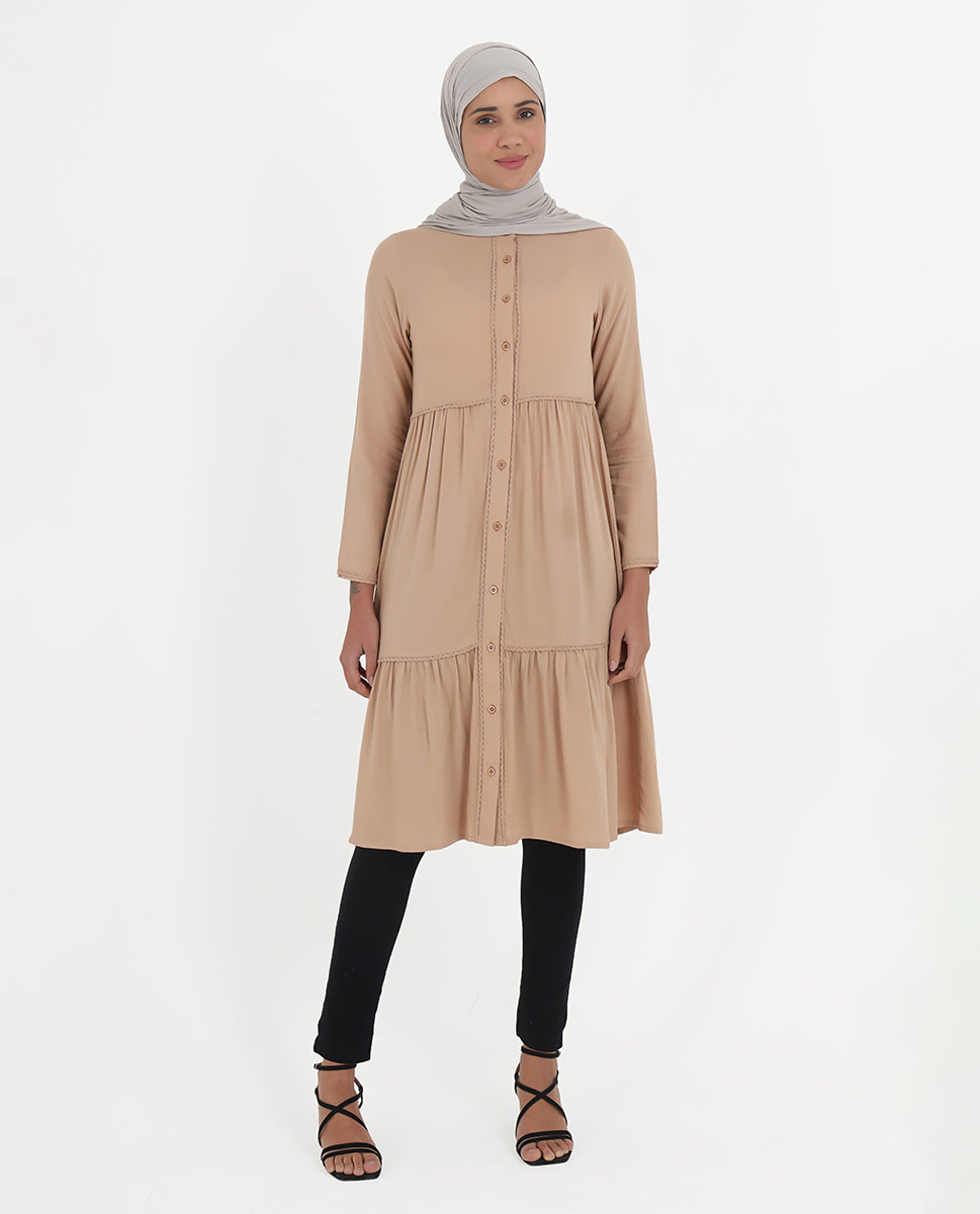 Earthy Rayon Ladder Lace Top