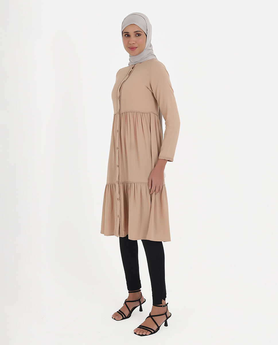 Earthy Rayon Ladder Lace Top