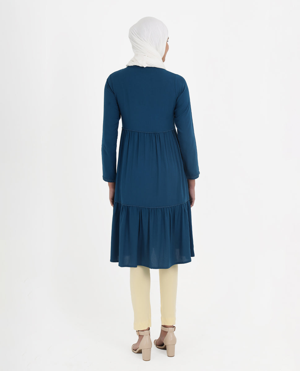 Deep Indigo Rayon Ladder Lace Top