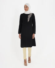 Midnight Black Rayon Embroidered Top