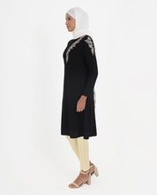 Midnight Black Rayon Embroidered Top