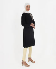 Midnight Black Rayon Embroidered Top
