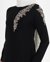 Midnight Black Rayon Embroidered Top