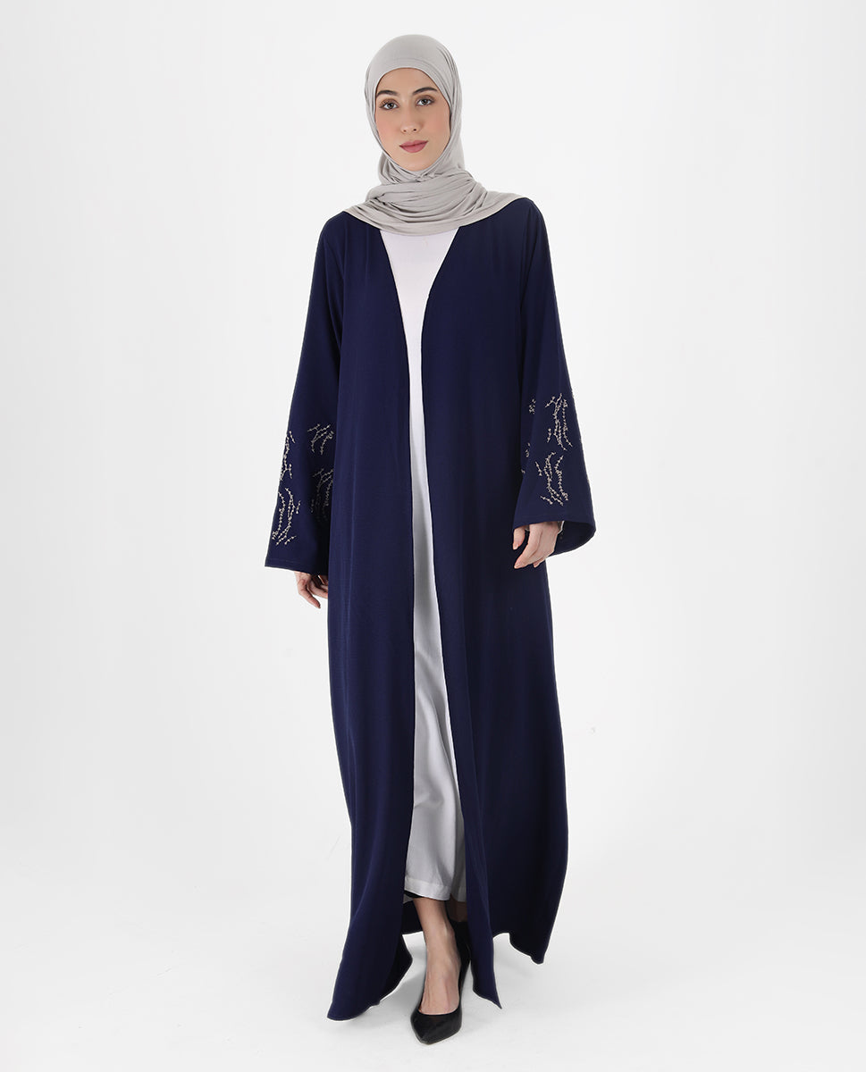 Deep Ocean Belted Open Abaya