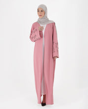 Soft Blush Belted Open Abaya
