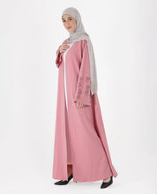 Soft Blush Belted Open Abaya