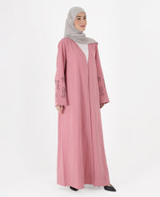 Soft Blush Belted Open Abaya
