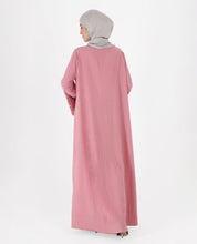 Soft Blush Belted Open Abaya
