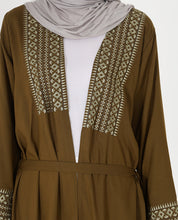 Olive Geo-Border Shrug Abaya