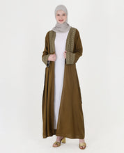 Olive Geo-Border Shrug Abaya