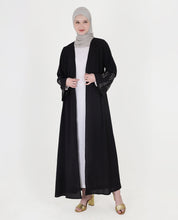 Midnight Elegance Belted Open Abaya