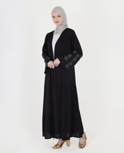 Midnight Elegance Belted Open Abaya