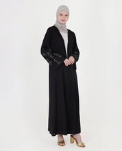 Midnight Elegance Belted Open Abaya