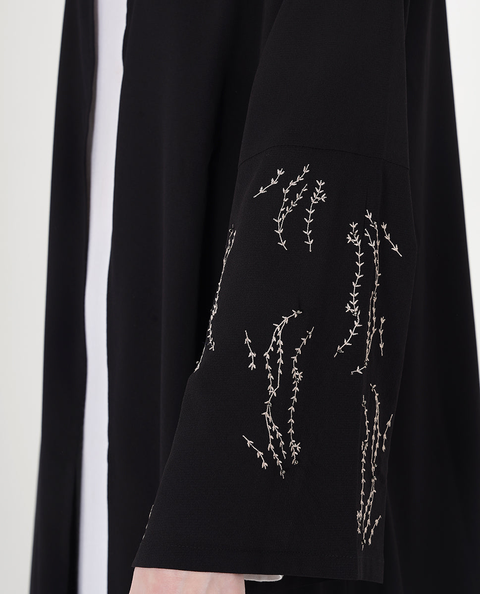 Midnight Elegance Belted Open Abaya