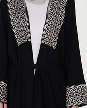 Classic Black Embroidered Open Abaya