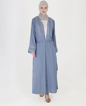 Celestial Blue Embroidered Open Abaya