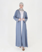 Celestial Blue Embroidered Open Abaya