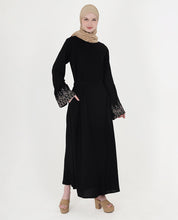 Mod Black Embroidered Bell Sleeve Abaya