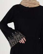 Mod Black Embroidered Bell Sleeve Abaya