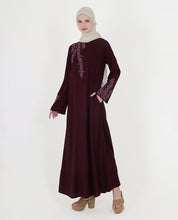 Feminine Bliss Plum Embroidered Abaya
