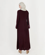 Feminine Bliss Plum Embroidered Abaya