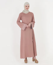 Mod Peach Embroidered Bell Sleeve Abaya